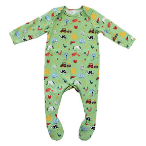 Farmyard Print Jumpsuit With Feet