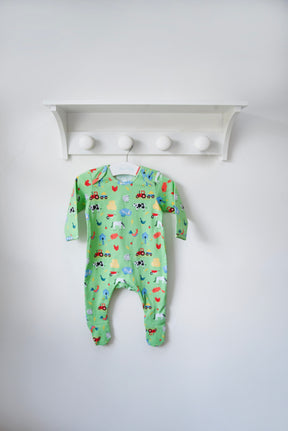 Farmyard Print Jumpsuit With Feet
