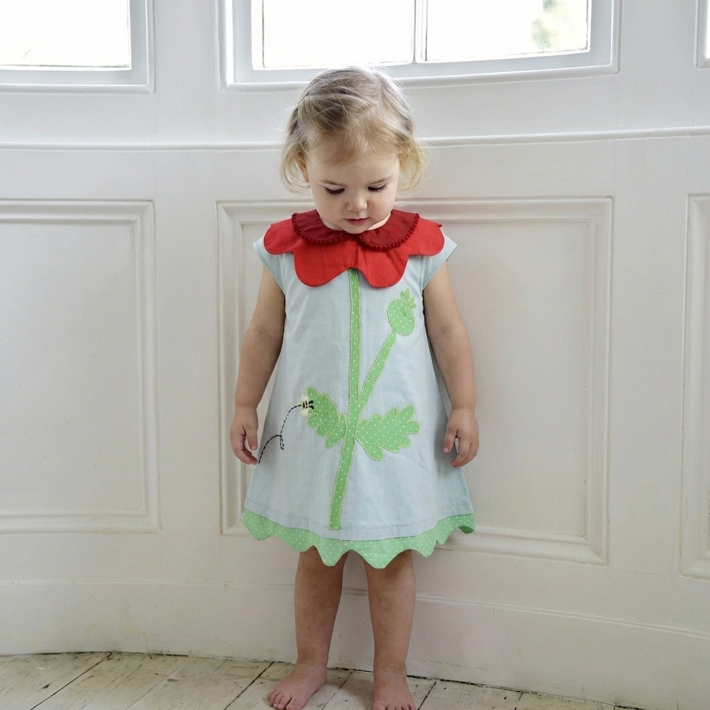 Kleid mit Mohnblütenkragen