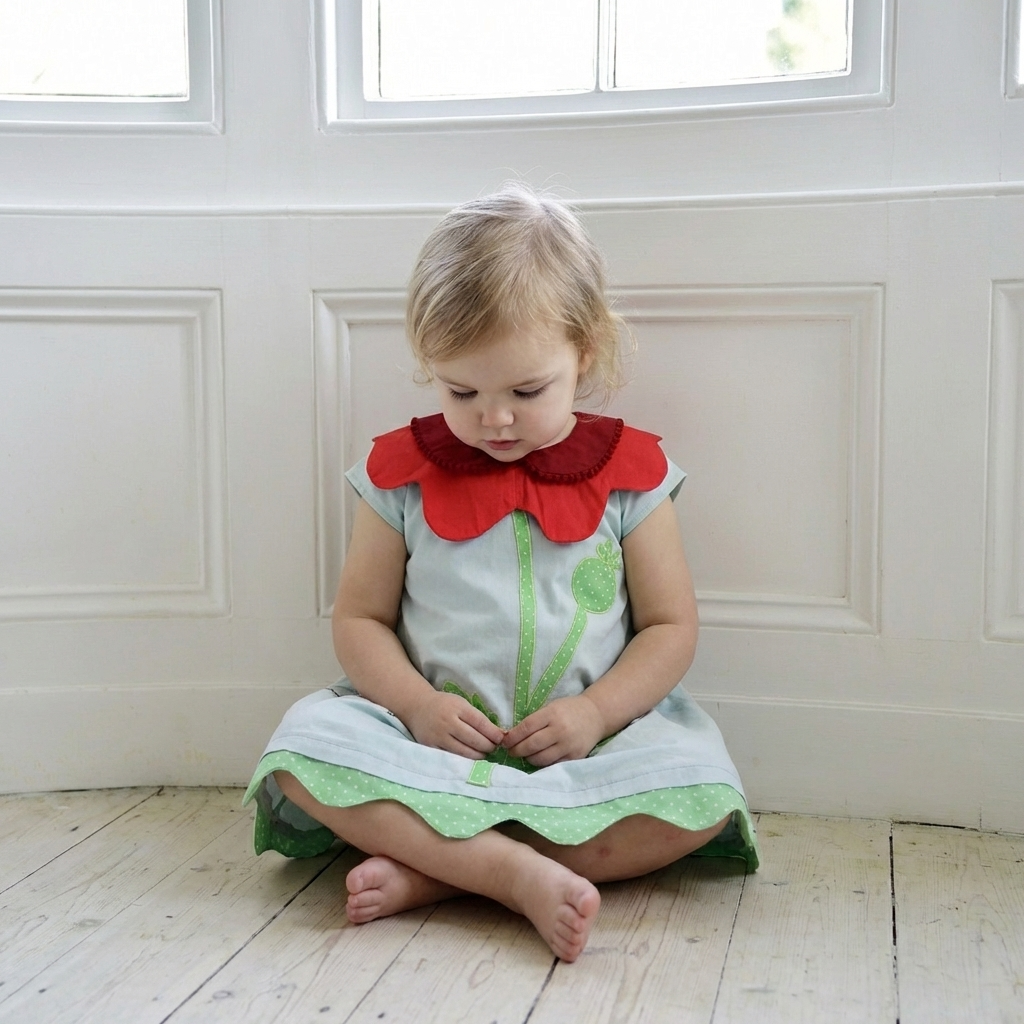 Kleid mit Mohnblütenkragen