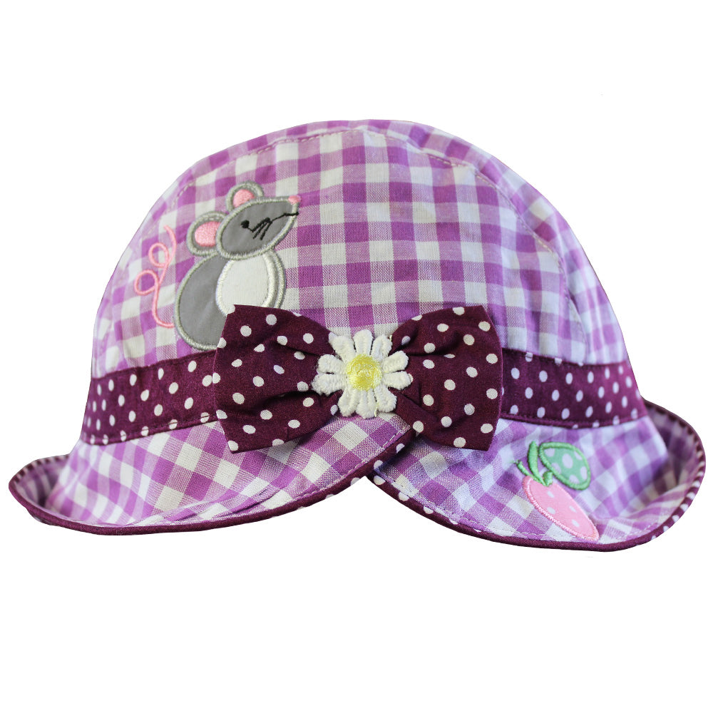 Purple Gingham Mouse Sun Hat