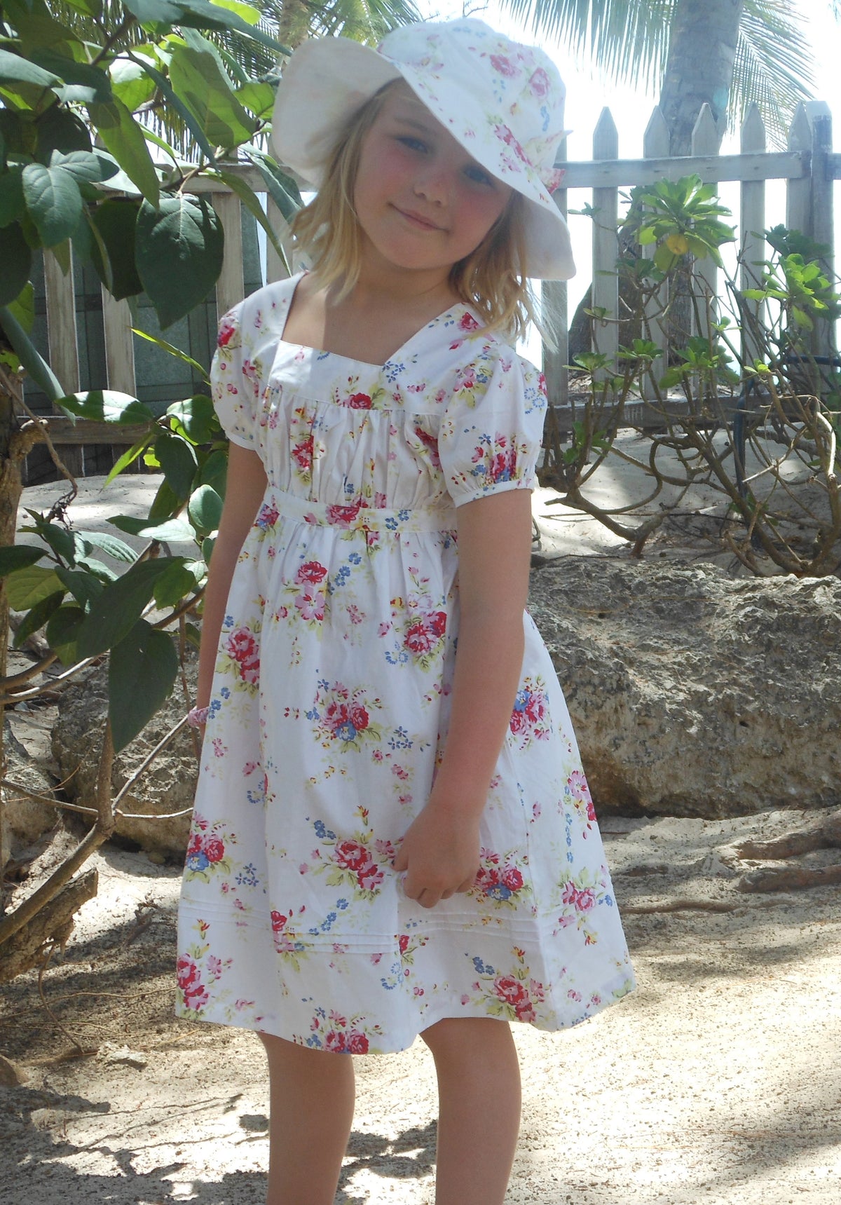 White Rose Floral Girls Dress