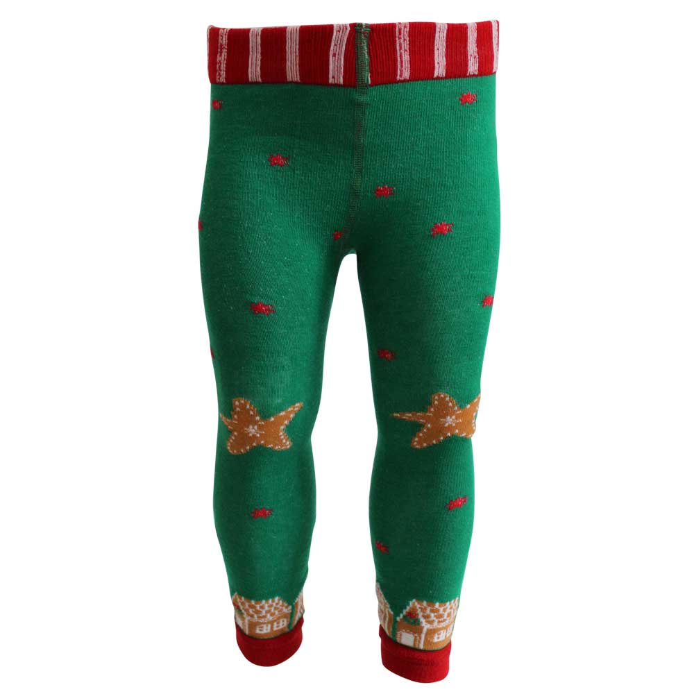 Gingerbread Man Knitted Leggings Front View