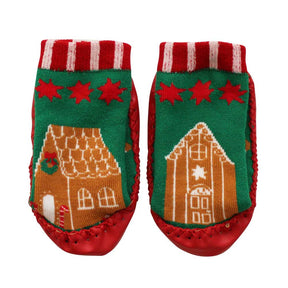 Gingerbread Man Knitted Moccasin Slippers