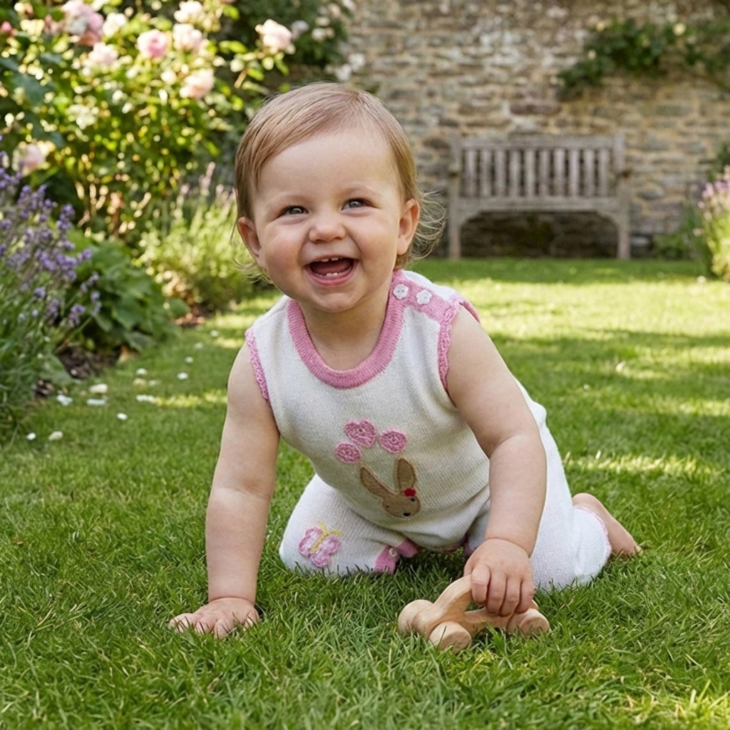 Ärmelloser Baby-Overall mit Kaninchenmuster