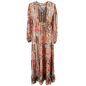 Tuuli, Cream, Orange, Pink & Brown Floral Viscose Long Sleeve Dress