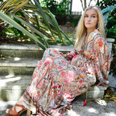 Tuuli, Cream, Orange, Pink & Brown Floral Viscose Long Sleeve Dress