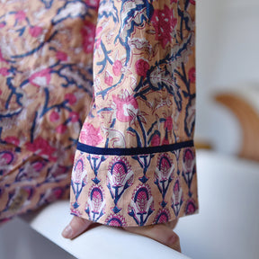 Apricot, Navy & Persian Red Mixed Block Print Pyjamas