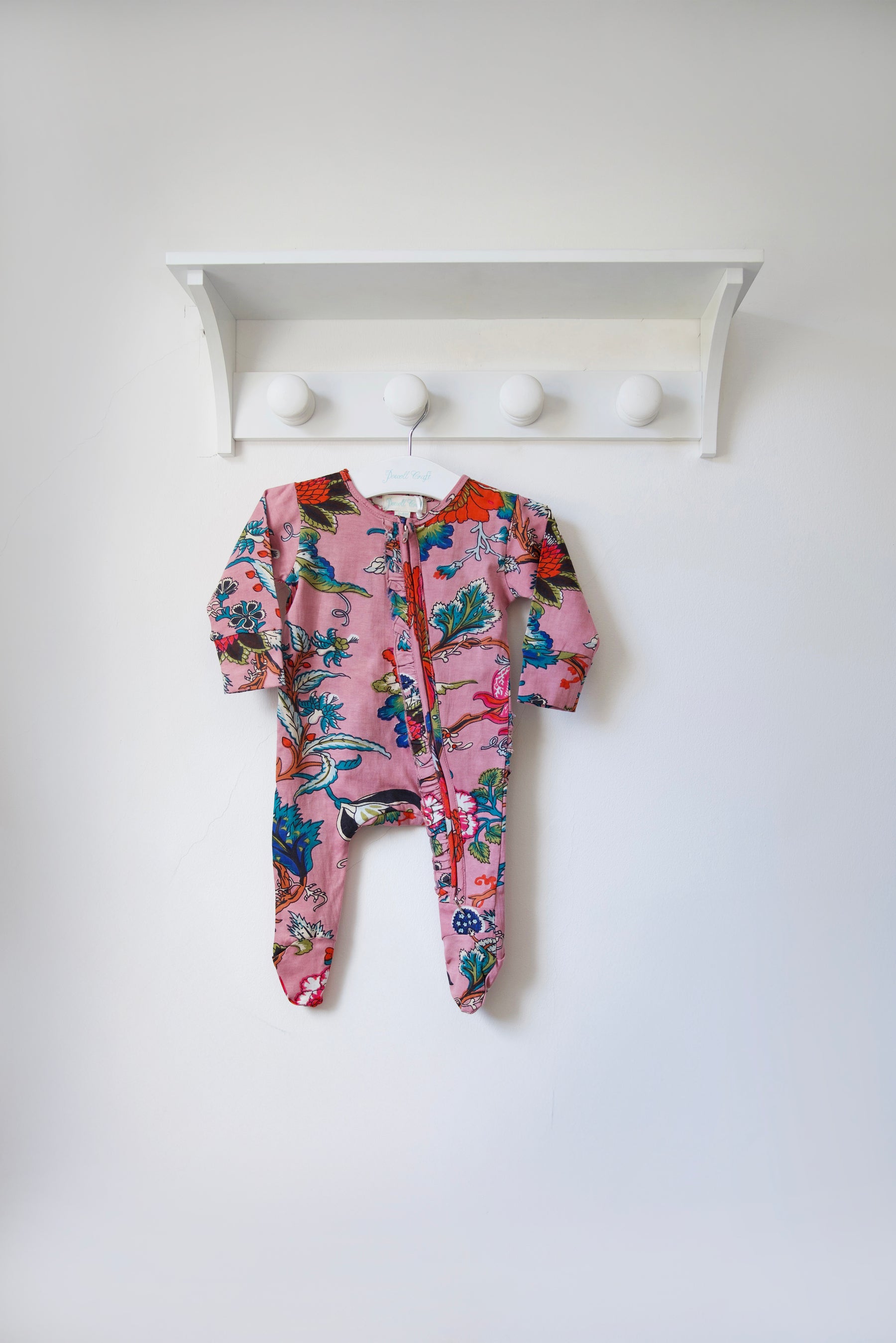 Dusky Pink Exotic Flower Jumpsuit With Zip