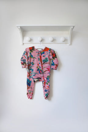 Dusky Pink Exotic Flower Jumpsuit With Zip