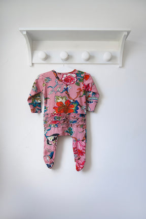 Dusky Pink Exotic Flower Jumpsuit With Zip