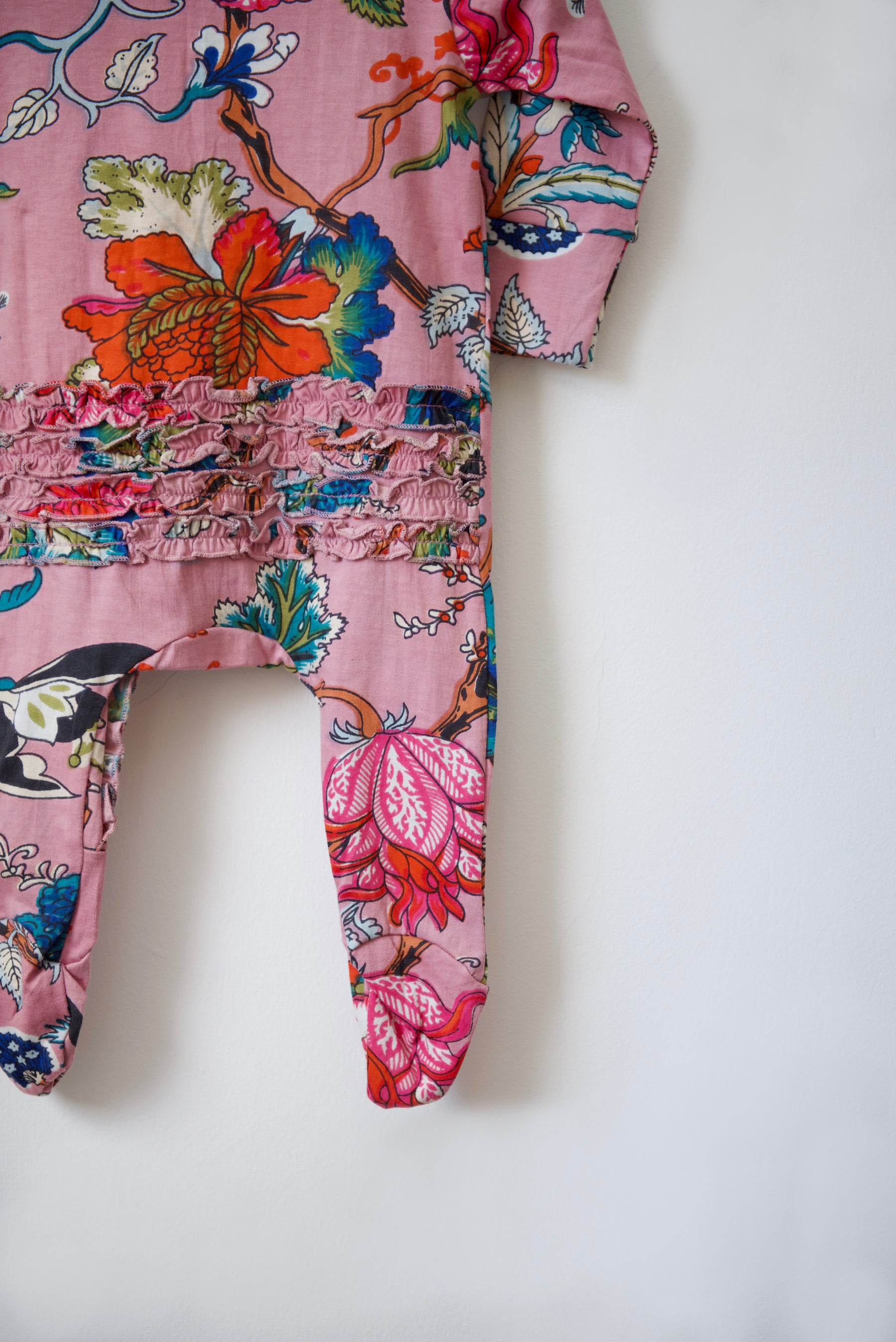 Dusky Pink Exotic Flower Jumpsuit With Zip