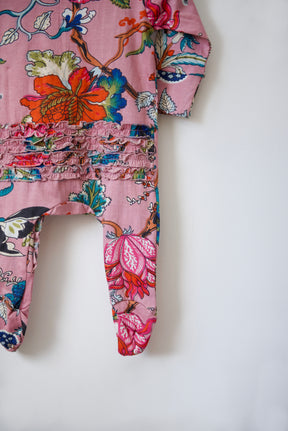 Dusky Pink Exotic Flower Jumpsuit With Zip