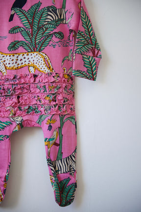 Pink Safari Jumpsuit With Zip