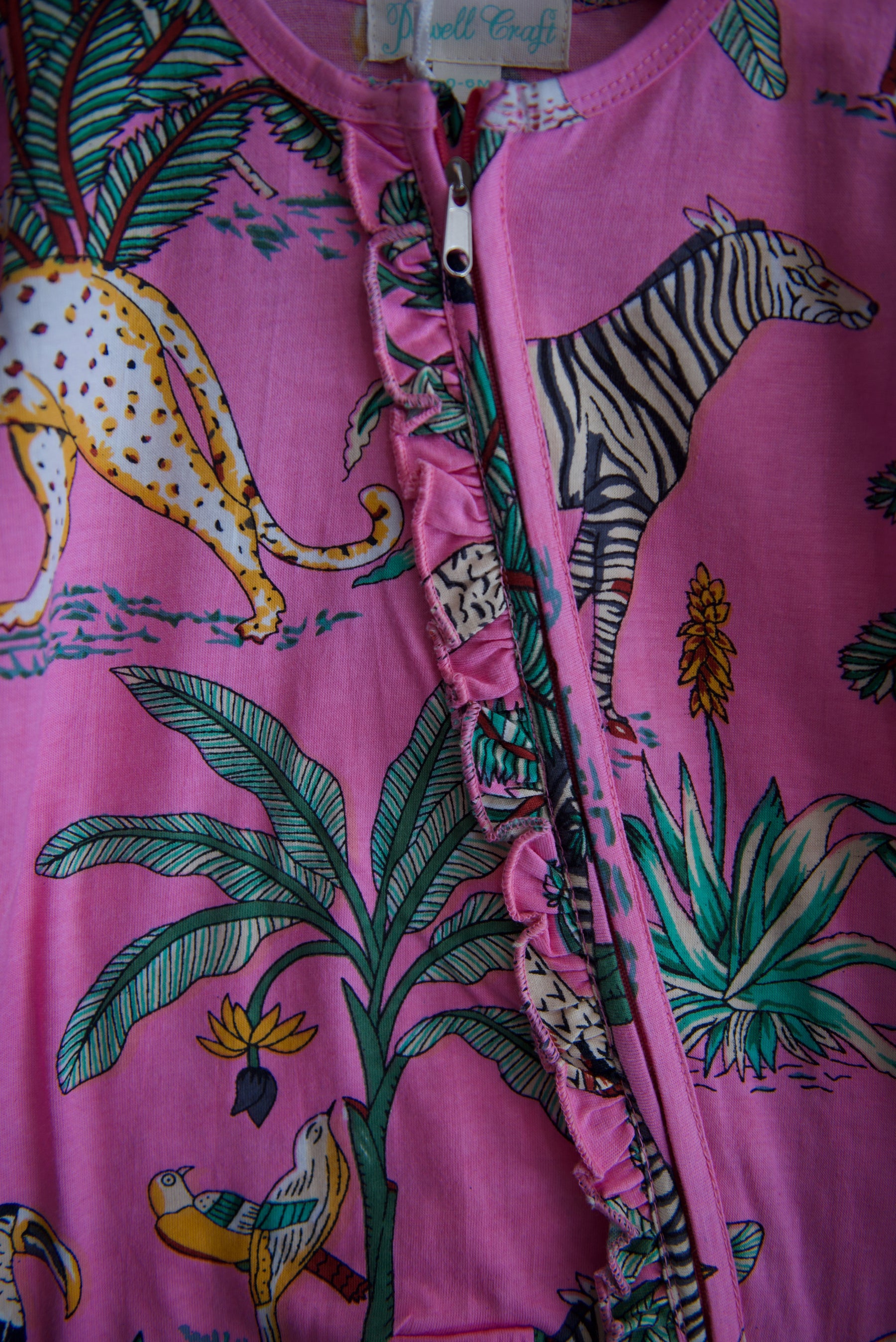 Pink Safari Jumpsuit With Zip
