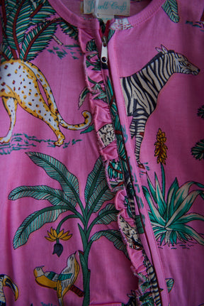 Pink Safari Jumpsuit With Zip