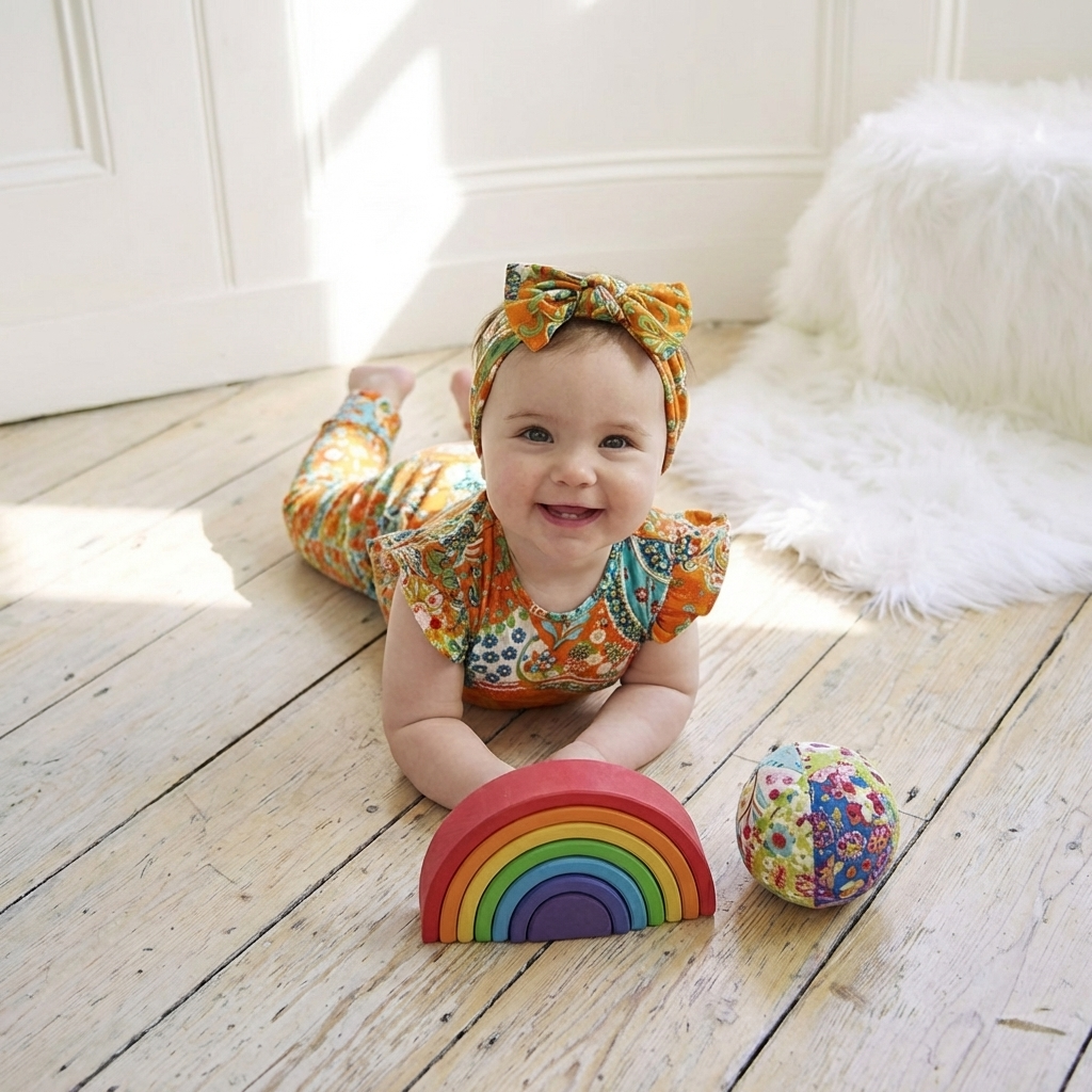 Orange Paisley Short Sleeve Jumpsuit