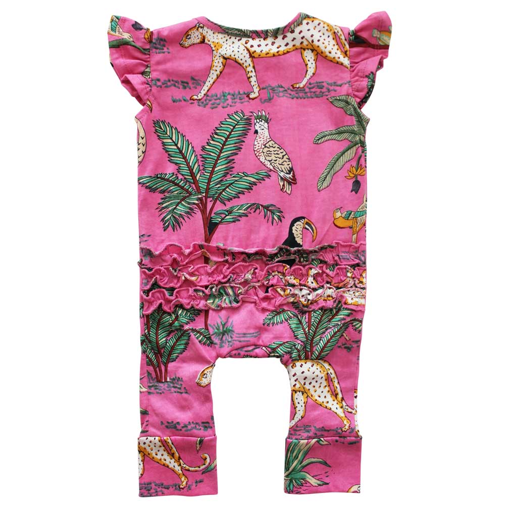 Pink Safari Short Sleeve Jumpsuit