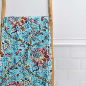 Blue Orchid Kantha Throw