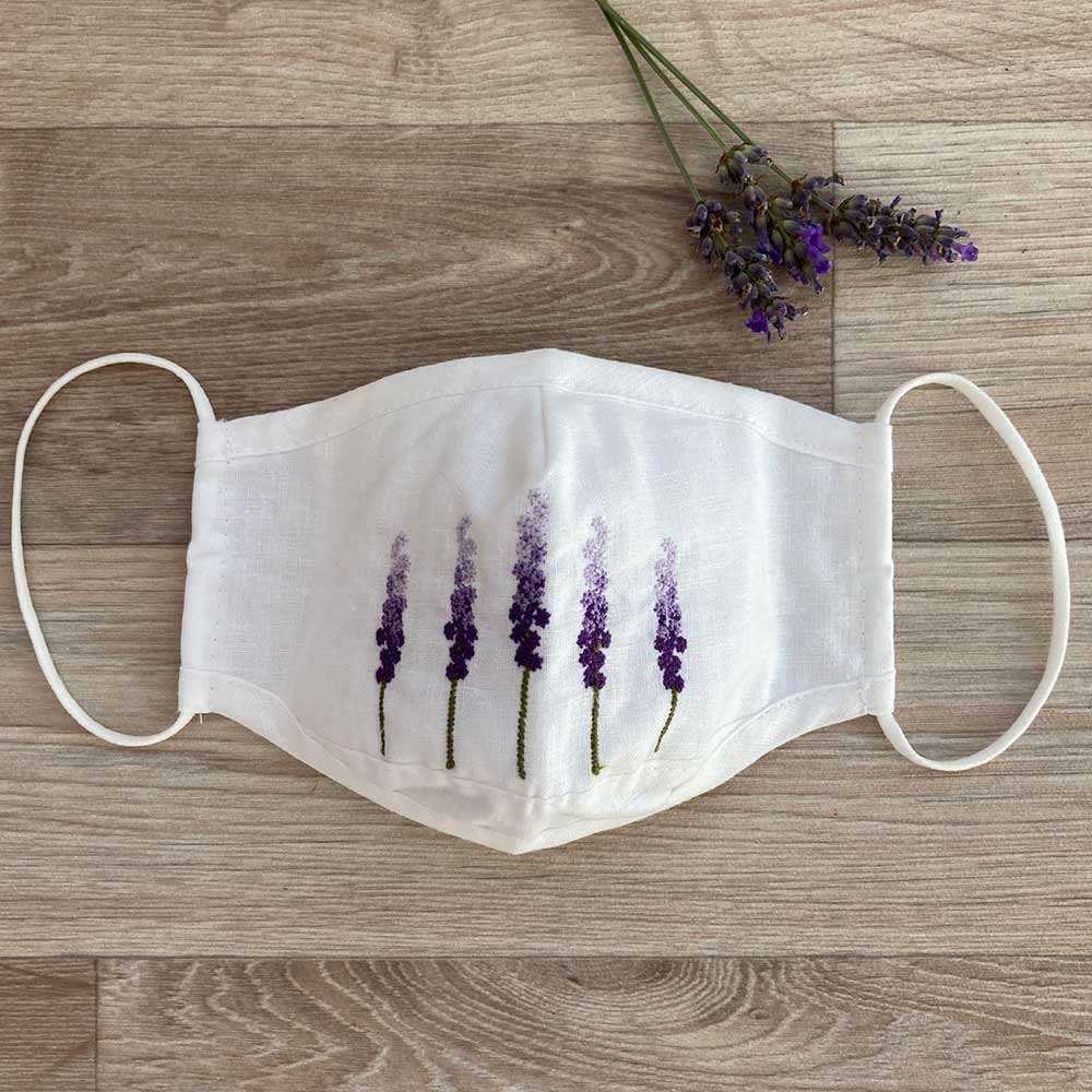 🎁 Lavender Embroidered Face Mask 5 Sprigs (100% off)