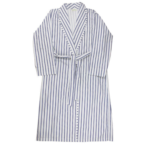 Men’s ‘Ralph’ White & Blue Halo Stripe Dressing Gown