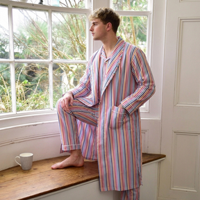 Men’s ‘Frank’ Multi Coloured Stripe Dressing Gown