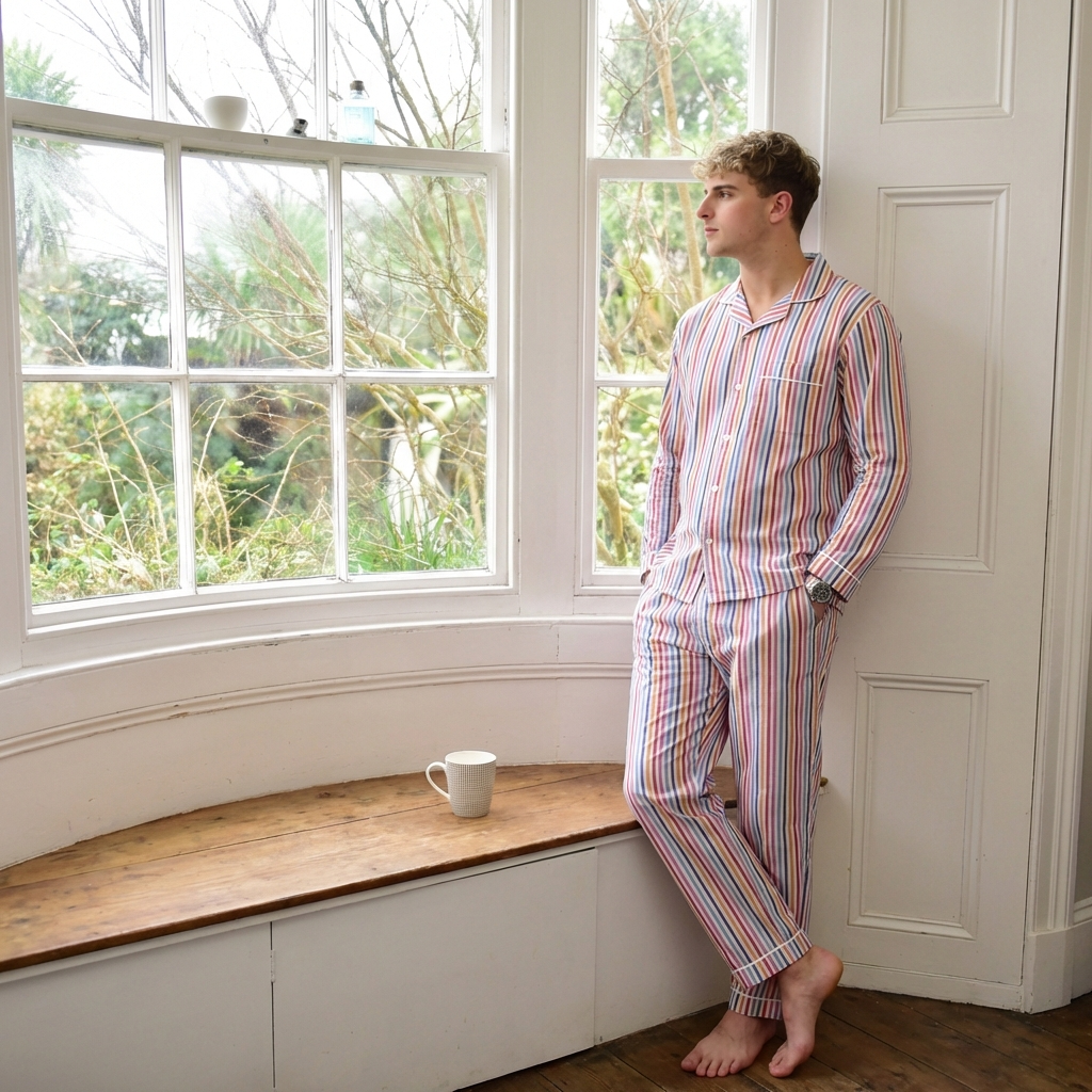 Pigiama Uomo Fred In Modal A Righe Bianche E Rosse