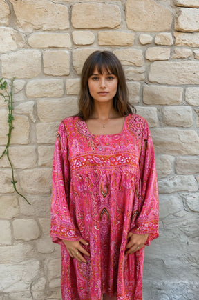 Phoebe - Red & Pink Paisley Baby Doll Dress