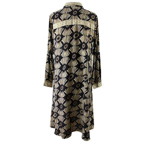 Coco - Black & Gold Fan Print Viscose Shirt Dress