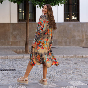 Luna - Colourful Floral Shirt Dress