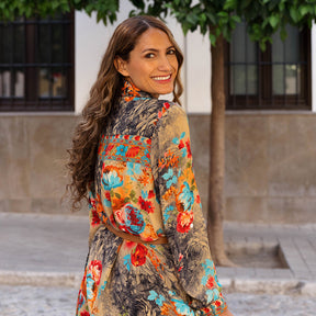 Luna - Colourful Floral Shirt Dress