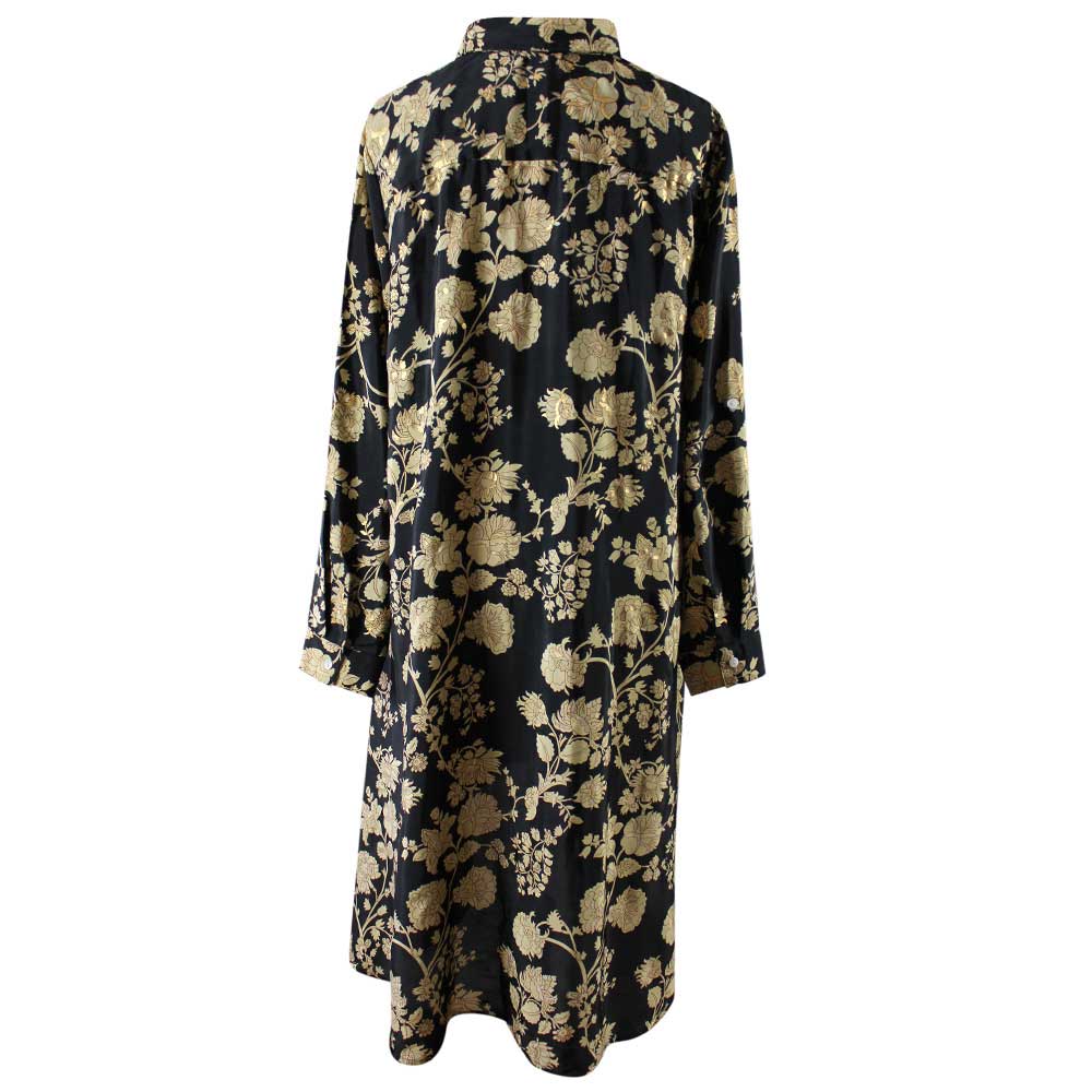 Kimber, Black & Gold Floral Viscose Shirt Dress