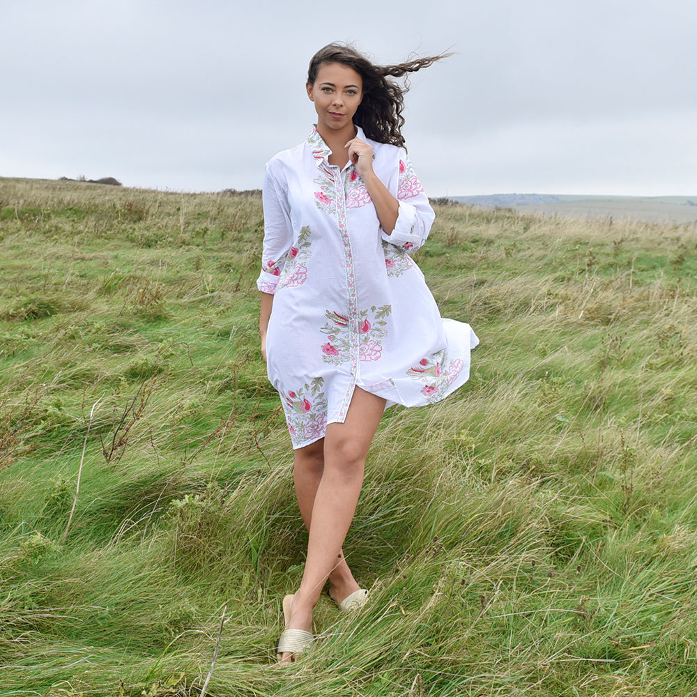 block print shirt dress COTTON SHIRT DRESS | POLLY