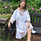 Natalia - Pink & Mint Floral Block Print Shirt Dress