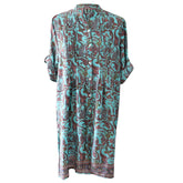 ‘India’ Turquoise Paisley Print Viscose Shirt Dress