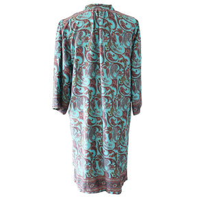 ‘India’ Turquoise Paisley Print Viscose Shirt Dress