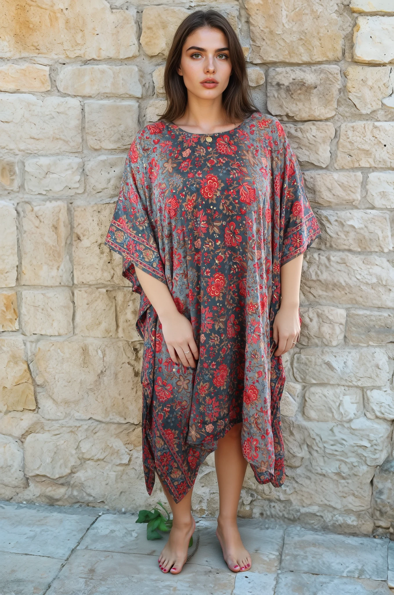 Paloma - Pink & Grey Kaftan