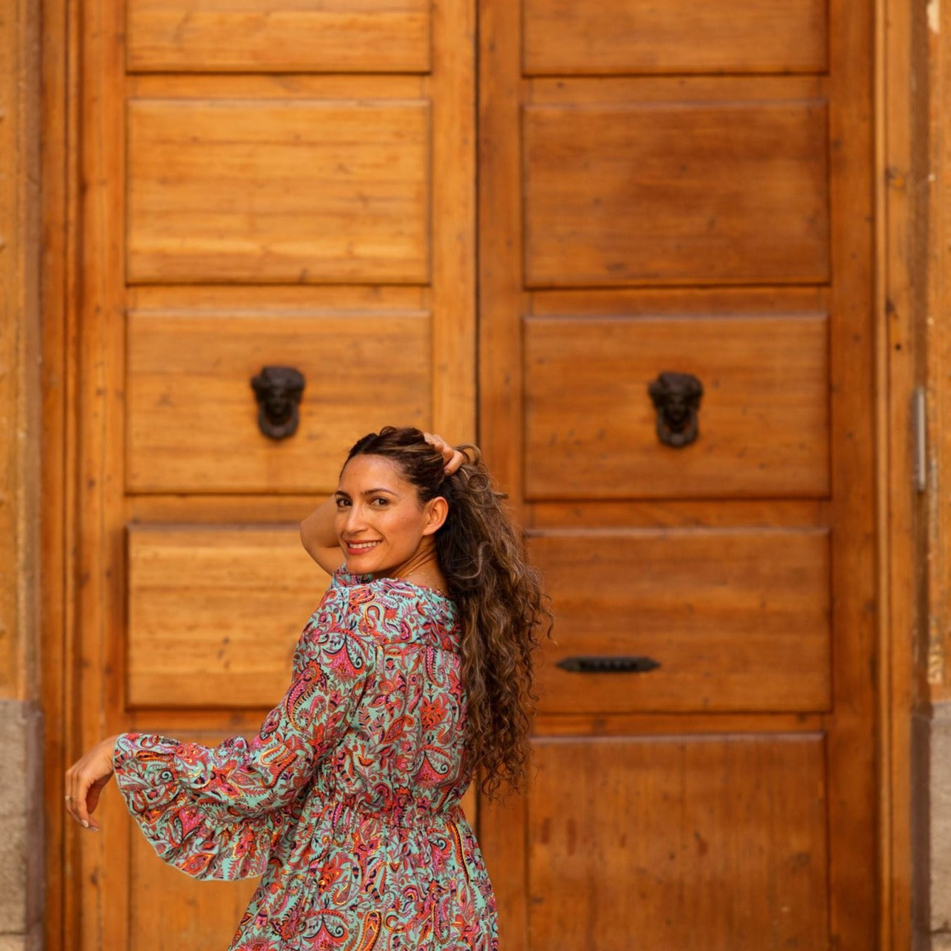 Arianna' Floral Long Flounced Dress Arianna' Floral Long Flounced Dress