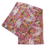Pink Tropical Bird & Pomegranate Print Kantha Throw