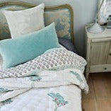 Cool Mint & Dark Pink Palm Block Print Quilt/Throw