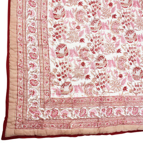 Blush, Pink & Red Floral Print Quilt/Throw Reversible