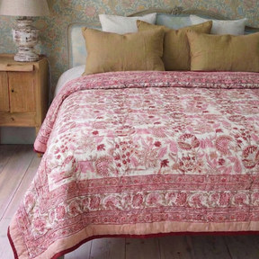 Blush, Pink & Red Floral Print Quilt/Throw Reversible