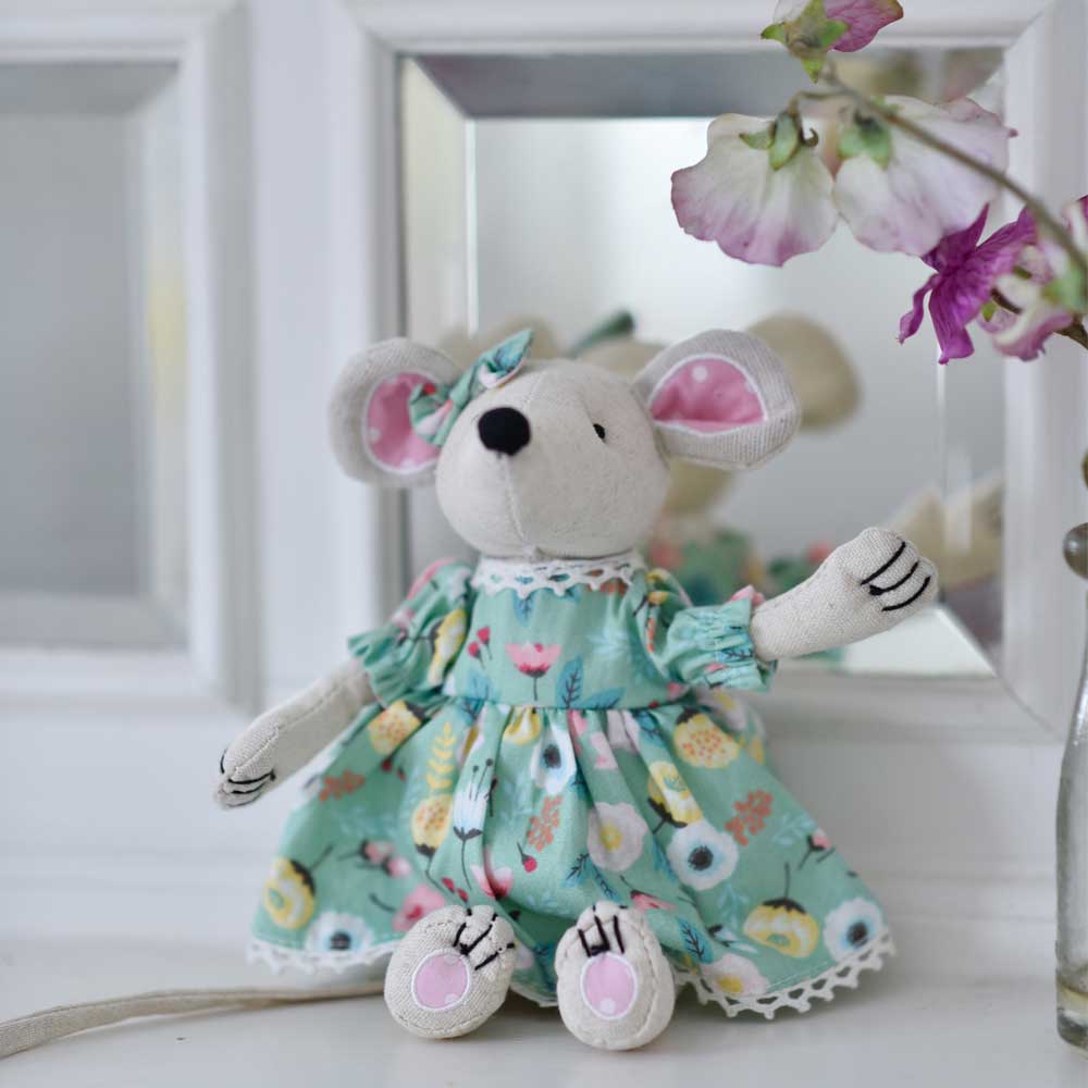 Cute Cotton Mouse With Country Garden Dress