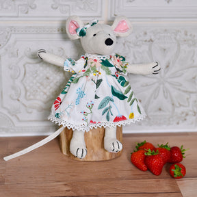 Cute Cotton Mouse With White Berry Dress
