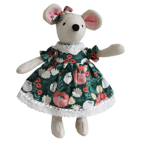 Cute Cotton Mouse With Green Woodland Dress