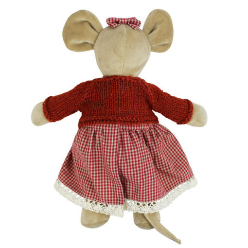 Mouse In Red Gingham Dress & Hand Knitted Cardigan