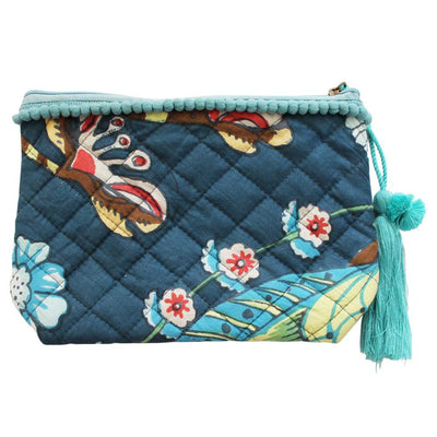 FREE GIFT | FREE GIFT | Blue Floral Exotic Bird Print Make Up Bag