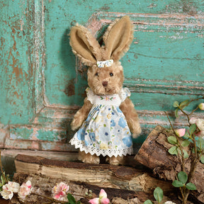 Small Rabbit Teddy With Blue Floral Dress