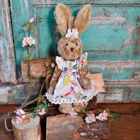 Rabbit Teddy Dressed In Sultan’s Garden Print Dress