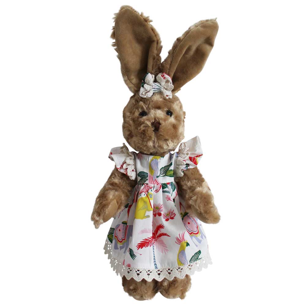 Rabbit Teddy Dressed In Sultan’s Garden Print Dress